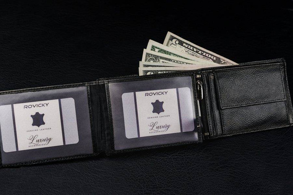 Męski duży portfel skórzany, poziomy