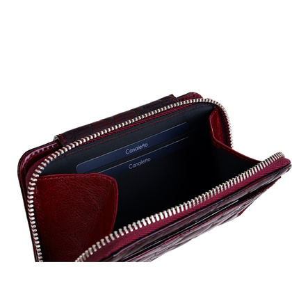 Damski portfel skórzany Canaletto – bordowy lakierowany z RFID | Elegancja i bezpieczeństwo PD1445s78 RFID
