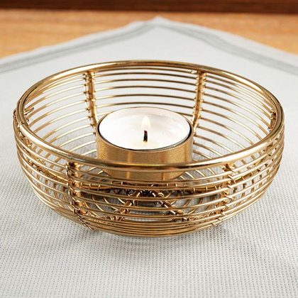 Świecznik na świeczkę tealight metalowy złoty 11x4,5 cm