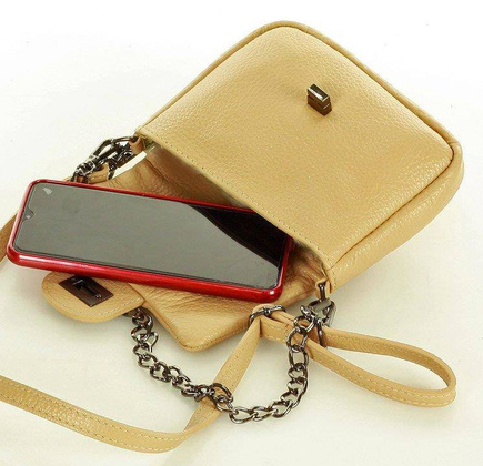 Mini torebka etui na telefon na pasku wizytowa listonoszka phone pouch - MARCO MAZZINI karmelowy beż - min. zamówienie 20 / 50 / 100 szt.