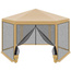 PAWILON OGRODOWY SZEŚCIOKĄTNY 2x2x2x2.5M Z MOSKITIERĄ BEŻOWY