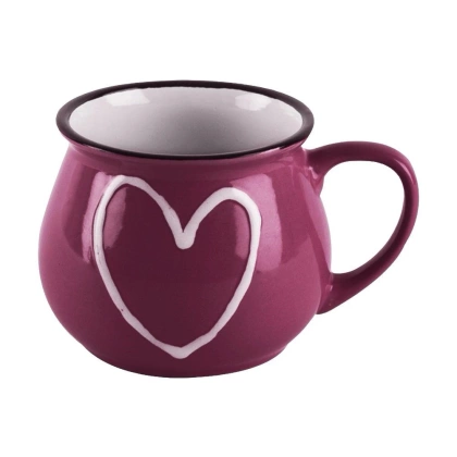 Kubek ceramiczny z uchwytem kolorowe serca zestaw 6 szt. 320 ml