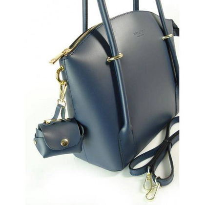 WŁOSKI SKÓRZANY KUFEREK DO RĘKI TOREBKA VERA PELLE GRANATOWY KVP55BS