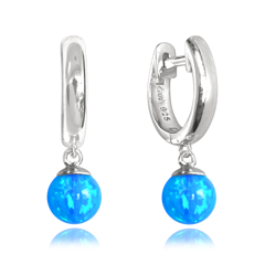 MINET Srebrne kolczyki z niebieskimi opalami