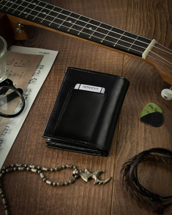 Portfel meski ze skory naturalnej z systemem RFID