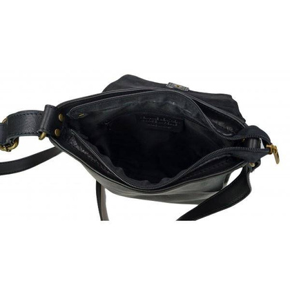 Włoska skórzana listonoszka, raportówka A5 Czarna LP361N