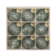 Komplet bombek bożonarodzeniowych 9 szt. opakowaniu białe średnica 8cm BSN62