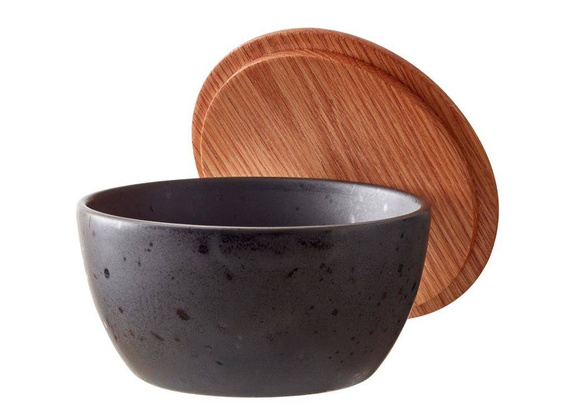 Zestaw misek kamionkowych z pokrywką 3szt. czarny 12485