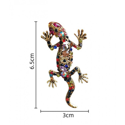 Broszka ozdobna kryształki KAMELEON KOLOROWY BZ167