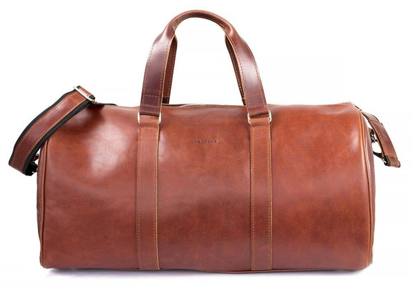 Skórzana torba podróżna na ramię BRØDRENE R20 koniak smooth leather - min. zamówienie 20 / 50 / 100 szt.