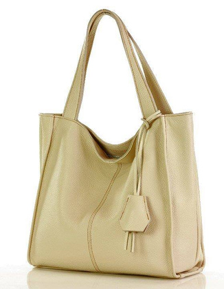 Modny skórzany shopper MAZZINI - Portofino Max beż latte - min. zamówienie 20 / 50 / 100 szt.