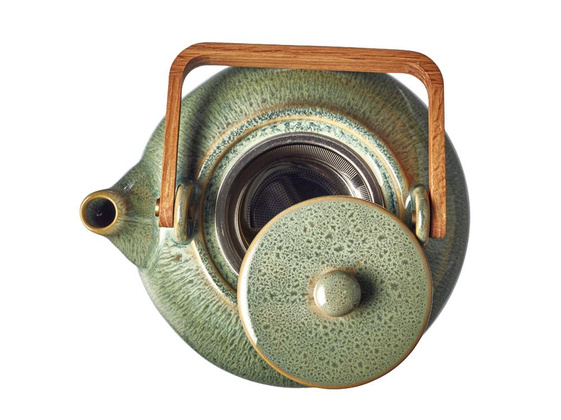 Dzbanek kamionkowy z sitkiem 1,2l zielony 11250