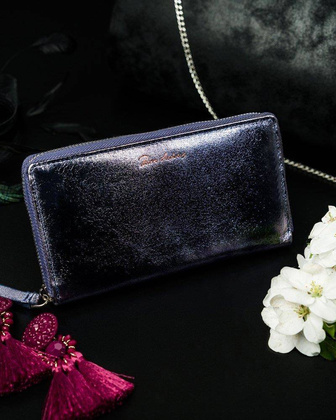 Przepiękny błyszczący portfel damski piórnik, marki Pierre Andreus®