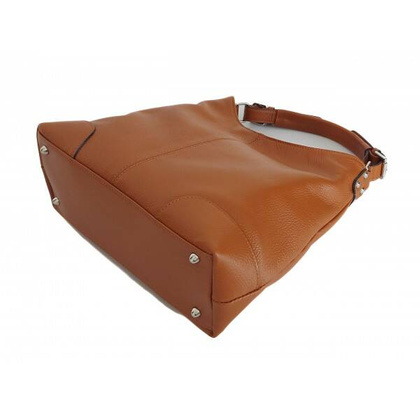 Skórzany Włoski worek ,torba na ramię Vera Pelle miękka ,pojemna Camel VORX12C