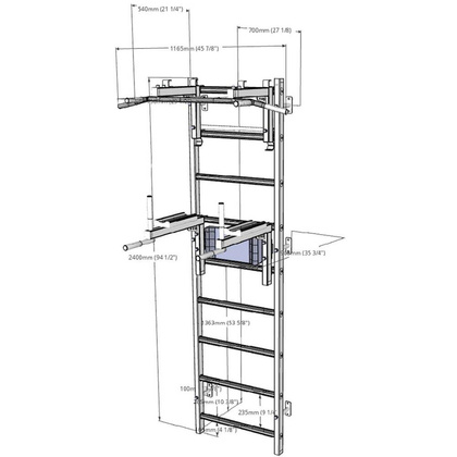 Drabinka gimnastyczna regulowany drążek i poręcz BenchK 712W