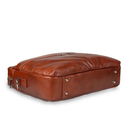 Skórzana torba męska na ramię laptopa 15,6" brązowa - Pavone Nero Palermo 2485 BR