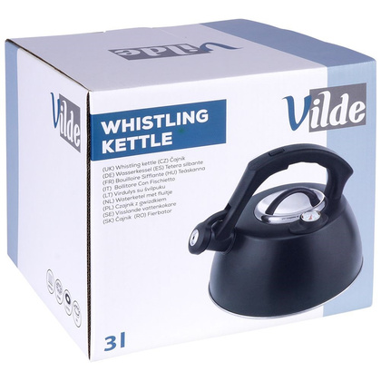 Czajnik z gwizdkiem termometrem stalowy czarny 3 l