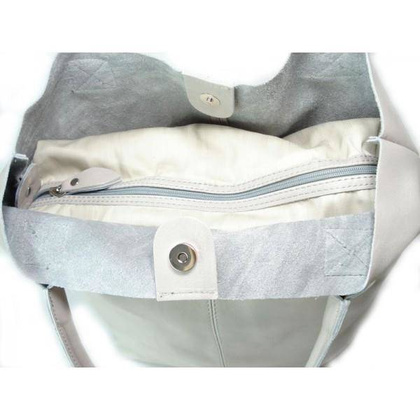 SKÓRZANA TOREBKA SHOPPER BAG XXL REAL LEATHER WOREK A4 SZARA S6BG