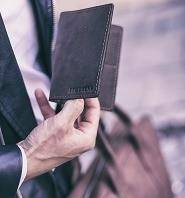 Czarny cienki portfel ze skóry naturalnej z bilonem slim wallet BRØDRENE SW04 - min. zamówienie 20 / 50 / 100 szt.