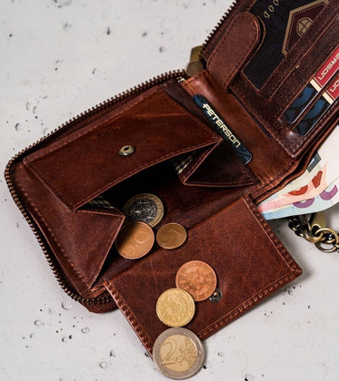 Duży, skórzany portfel męski z łańcuchem