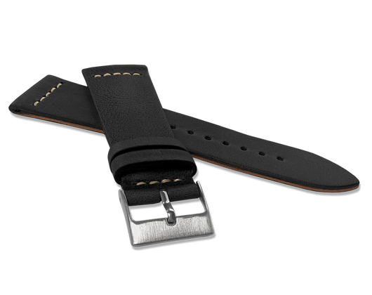 LAVVU Czarny pasek RETRO z luksusowej skóry Top Grain - 22