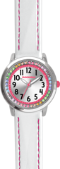 CLOCKODILE Biały zegarek dla dziewczynek z kamieniami