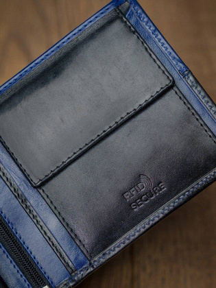 Skórzany portfel poziomy dwukolorowy składany