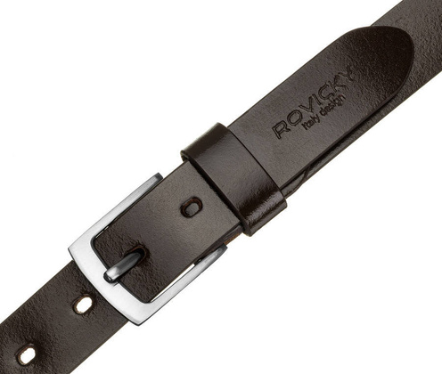 Wąski pasek męski z polerowanej skóry naturalnej licowej 105 brązowy