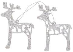 Pl 2 reniferów srebrnych z akrylu
