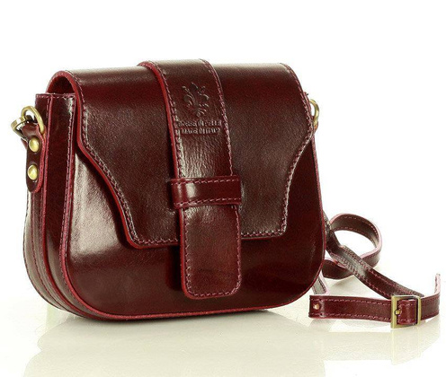 Torebka skórzana crossbody bag MAZZINI VERONA - bordo - min. zamówienie 20 / 50 / 100 szt.