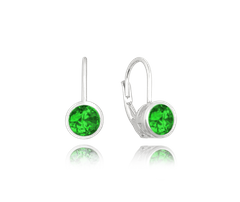 MINET Kolczyki srebrne z zielonymi cyrkoniami