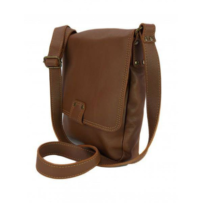 Włoska skórzana listonoszka, raportówka A5 Camel LP361C