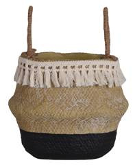 Doniczka ceramiczna boho beżowo-czarna duża