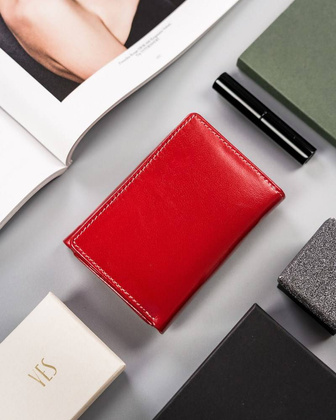 Kompaktowy portfel z polerowanej skóry naturalnej