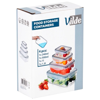 Pojemniki na żywność z pokrywką i uszczelką 4 szt.