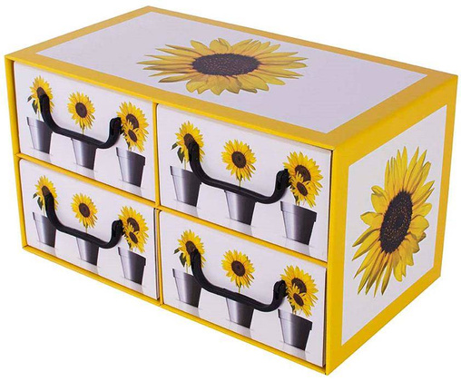 Pudełko kartonowe 4 szuflady poziome DONICZKI SŁONECZNIK