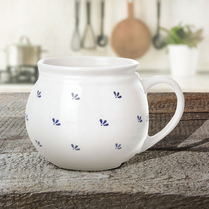 Kubek z uchem ceramiczny biały MODROBILA 190 ml