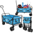 WÓZEK TURYSTYCZNO PLAŻOWY DELUXE SKŁADANY 66x48x90CM Z UCHWYTEM NIEBIESKI
