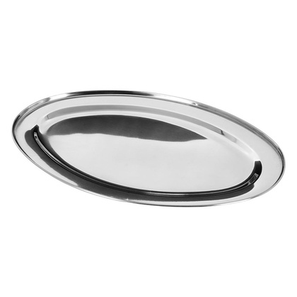 Taca do serwowania stalowa owalna srebrna zestaw 3 szt.