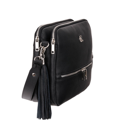 Torebka listonoszka Canaletto z naturalnej skóry groszkowanej i srebrnymi detalami TD840