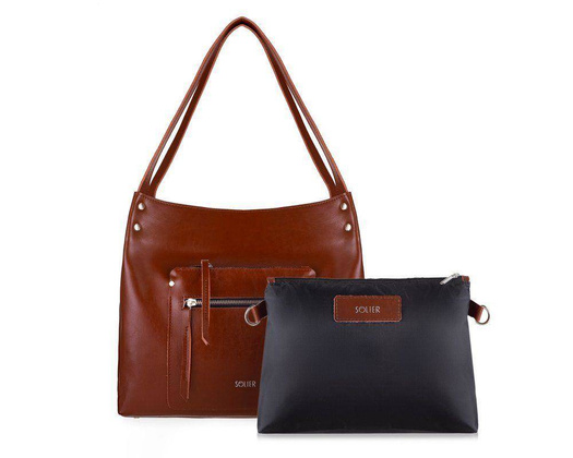 Skórzana torba damska shopper Vitoria FL18 brązowa vintage - min. zamówienie 20 / 50 / 100 szt.