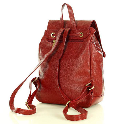 Praktyczny plecak z naturalnej skóry DALLAS ciemny czerwony - min. zamówienie 20 / 50 / 100 szt.