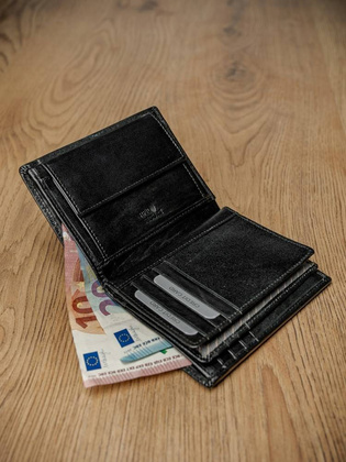 Elegancki portfel męski ze skóry naturalnej, bez zapięcia