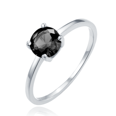 MINET Pierścien srebrny elegancki z czarną cyrkonią wielkość 16 cyrkoniami wielkość 45