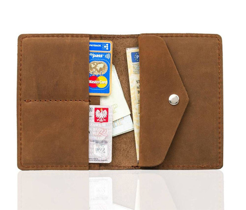 Skórzany portfel slim wallet BRØDRENE SW08 jasny brąz - min. zamówienie 20 / 50 / 100 szt.