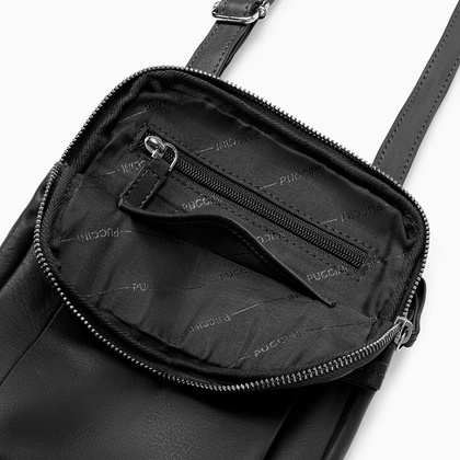 Torba na ramię skórzana PUCCINI ROYAL COLLECTION LGD5223 1 Czarny