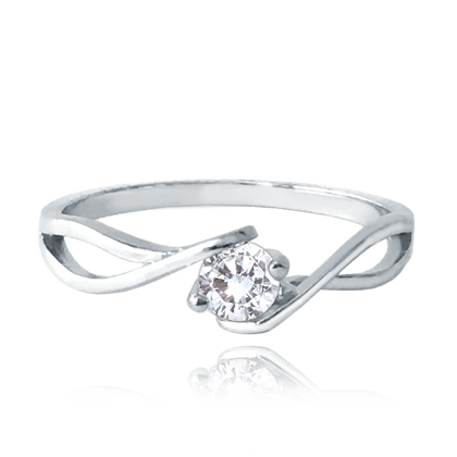 MINET Złoty pierścionek zaręczynowy z białego złota z białą cyrkonią Au 585/1000 rozm. 13 - 1,80g