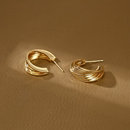 Kolczyki ze stali szlachetnej pozłacanej 14k złotem, sztyft srebro S925 KST3404