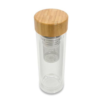 Dwuścienna butelka z zaparzaczem 400 ml Helen, transparentny