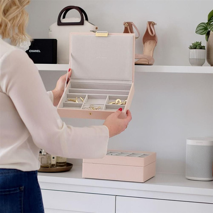 Szkatułka na biżuterię Stackers classic różowo-szampańska z pokrywką